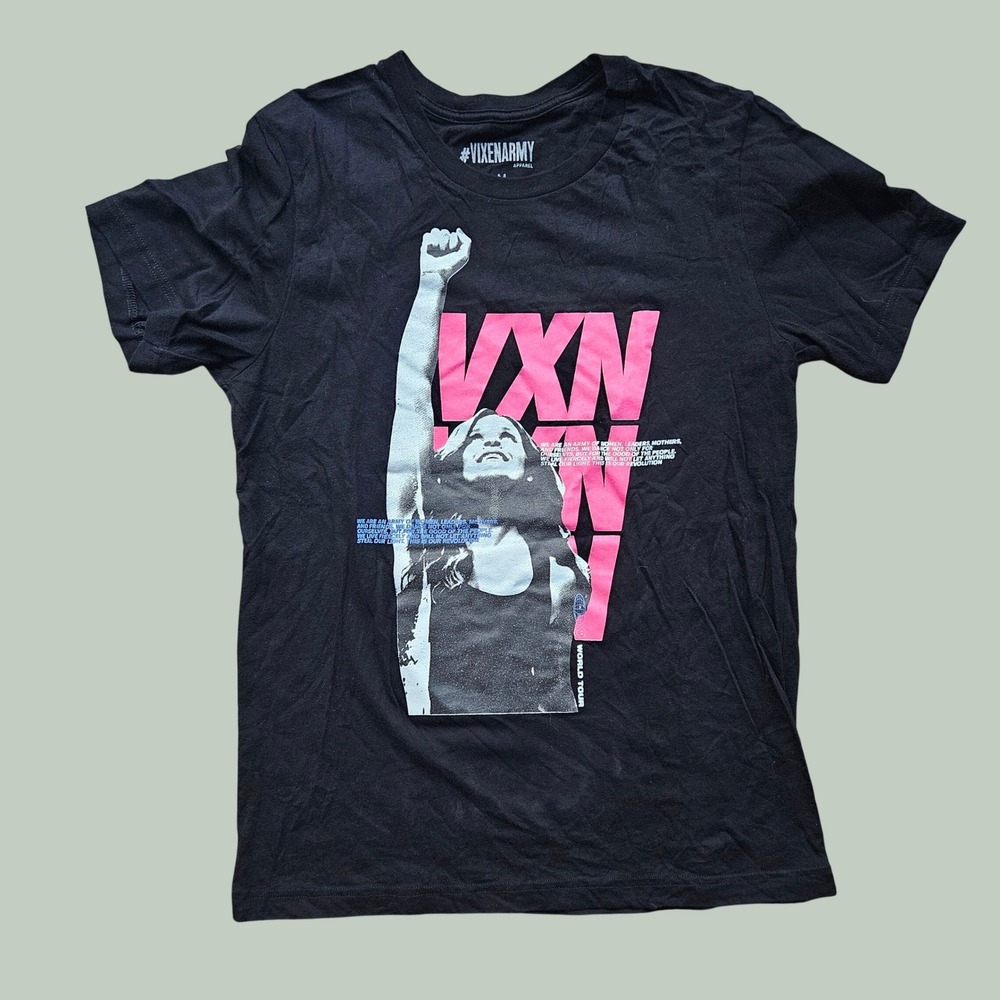 Vixen Army Apparel VXN World Tour Graphic T-Shirt Black Womens Size Medium